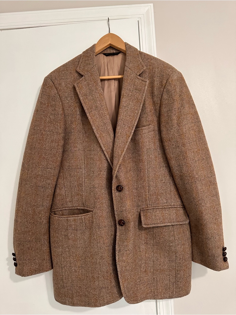 George Brown Herringbone Sport Coat - Two-Button Tweed Blazer-Xl